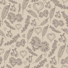 Seamless abstract pattern with bird of happiness