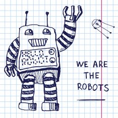 Vector hand draw robot on exersize book Eps10 N4