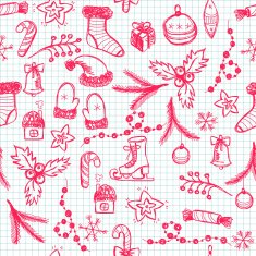 Seamless hand drawn Christmas pattern N3