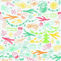 Seamless hand drawn Christmas pattern N4