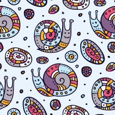 Seamless pattern of cartoon snails N3
