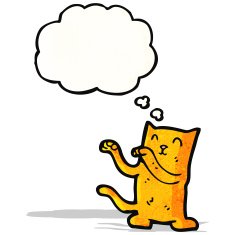 cartoon cat with thought bubble N112