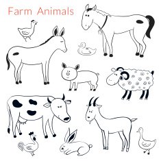 Vector set of different farm animals