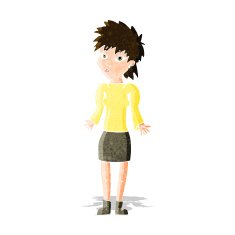 cartoon woman shrugging shoulders N380