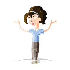 cartoon woman raising hands in air N12
