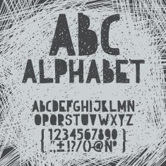 Chalk hand draw doodle abc alphabet grunge scratch type font N2
