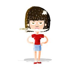 cartoon woman with knife between teeth N31