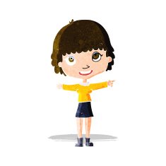 cartoon happy woman pointing N54