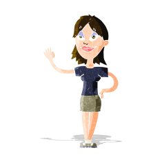 Cartoon Woman Waving N268