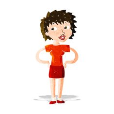 cartoon woman with hands on hips N173