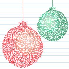 Hand-Drawn Sketchy Christmas Ornaments Doodle
