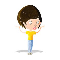 cartoon woman raising hands in air N13