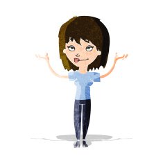 cartoon woman shrugging N46