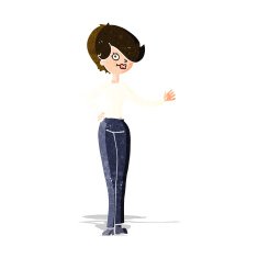 Cartoon Woman Waving N270