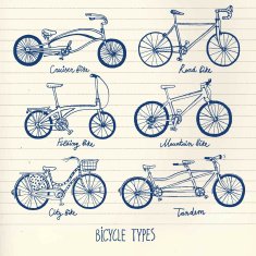 Hand drawn bicycle types set