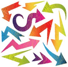 Colourful doodle arrows