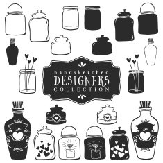 Vintage decorative jars with hearts collection