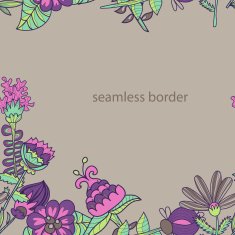 border with abstract hand-drawn flowers