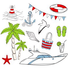 Colorful sea vacation set