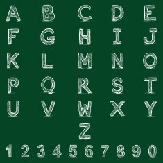 Vector Sketch Alphabet with Numbers Chalk on Blackboard
