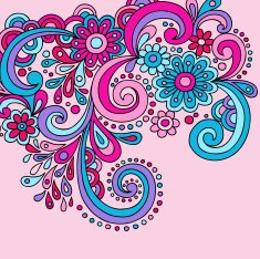 Hand-Drawn Retro Groovy Flowers and Swirls