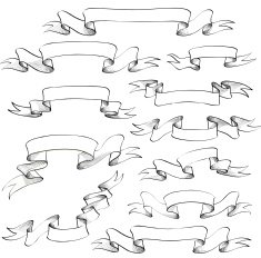 Vintage scroll banner collection Ribbon set