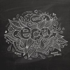 Eco hand lettering and doodles elements background