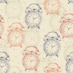 Seamless pattern with alarm clocks in vintage style N3