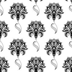 Calligraphic vintage floral seamless pattern