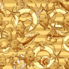 Seamless background with Sea Shells and fish N2