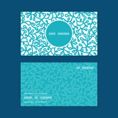 Vector abstract underwater plants vertical round frame pattern business cards N2