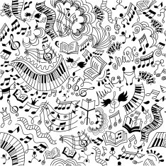 Musical seamless pattern Doodles background