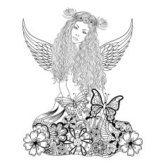 Forest fairy with wings and wreath on the head