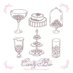 Set of candy bar objects Bakery goods clip art