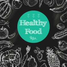 Healthy food chalkboard background