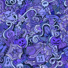 Cartoon vector hand-drawn doodles on the subject of Halloween N7