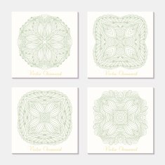 Hand drawn outline round ornament Set of cards template with N2