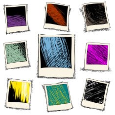 Set of retro photo frame in doodle style