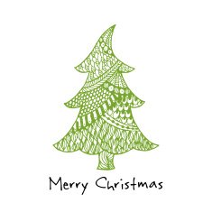 Greeting card with hand drawn Christmas tree N2