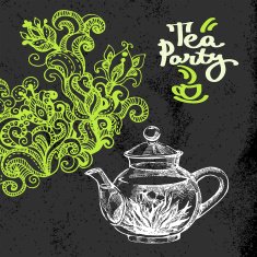 Tea vintage background Hand drawn sketch vector illustration M N2