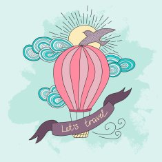 Background with hot air balloon and motivational quotes Let's N2