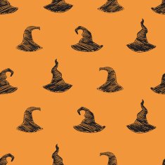 Vector halloween seamless pattern with hand drawn witch's hat N2