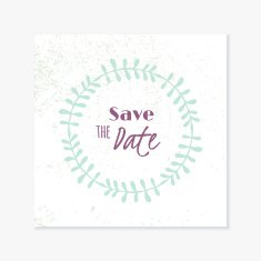 Wedding greetind card template with hand drawn floral wreath Doodle