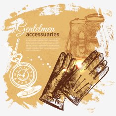 Sketch gentlemen accessory vintage background Hand drawn men il N7