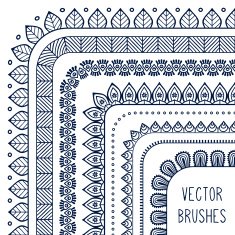 Ethnic hand drawn vector line border set and hipster scribble N7