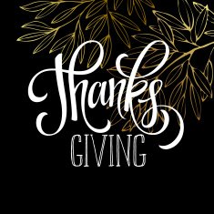 Thanksgiving - gold glittering lettering design Vector illustration N5