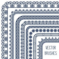 Ethnic hand drawn vector line border set and hipster scribble N8