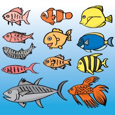 vector set of fish