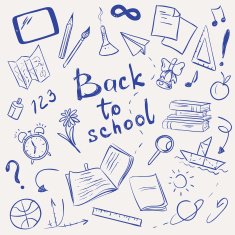 Ðrawn vector illustration with school supplies