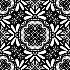 Vector Seamless Vintage Black and White Lace Pattern N66